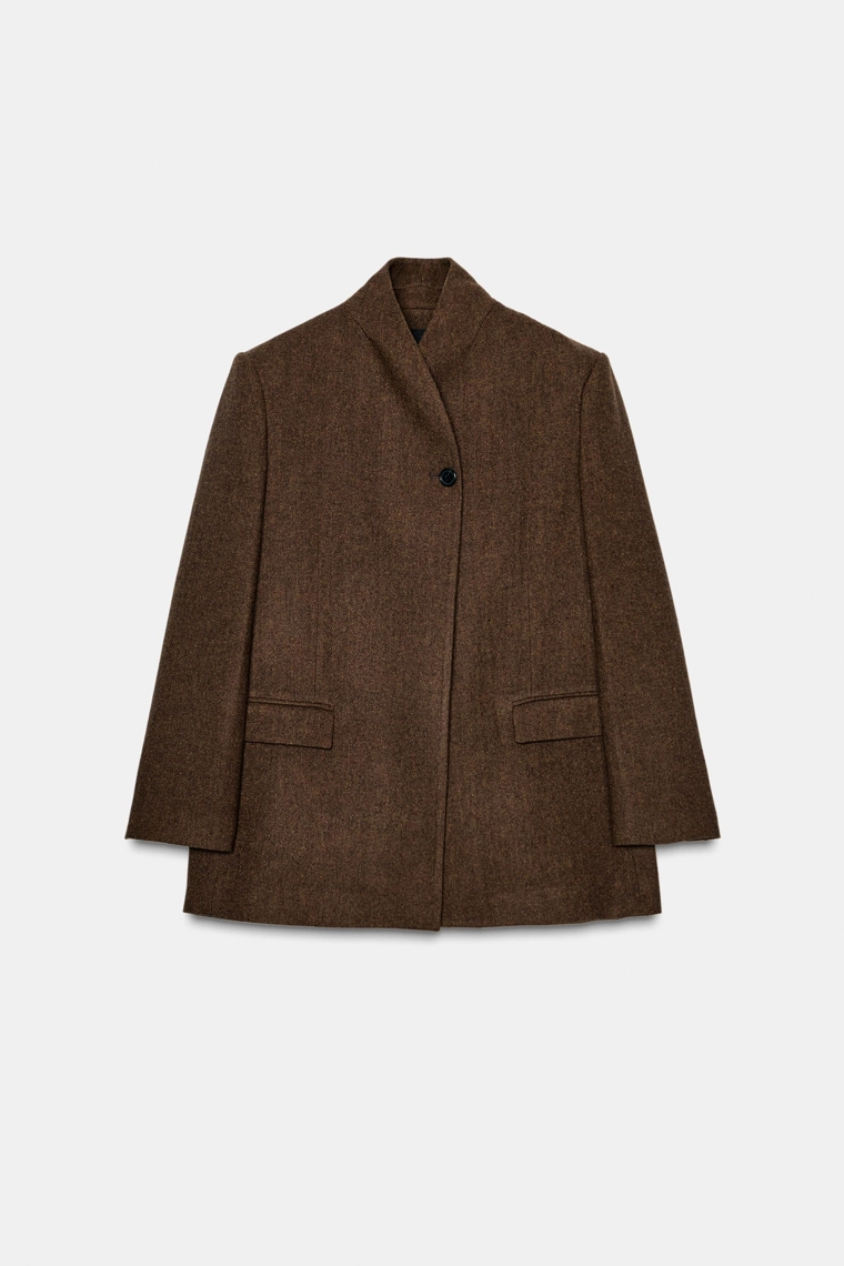 БЛЕЙЗЕР ИЗ СМЕСОВОЙ ШЕРСТИ С УЗОРОМ В ЕЛОЧКУ — ZW COLLECTION