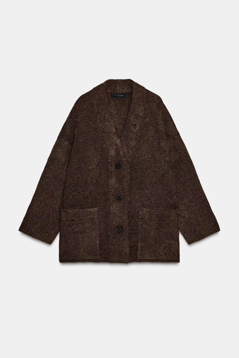 ЖАКЕТ ИЗ ТРИКОТАЖА С БЛЕСТЯЩЕЙ НИТЬЮ