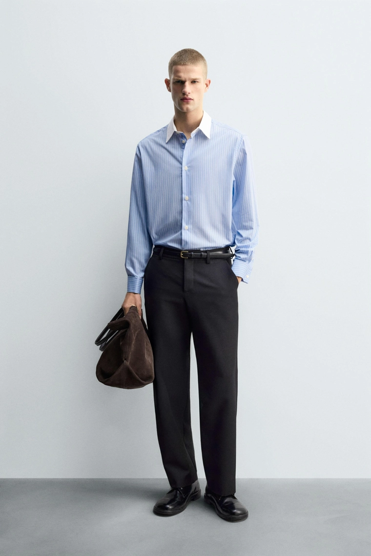 РУБАШКА В ПОЛОСКУ С МАНЖЕТАМИ ПОД ЗАПОНКИ