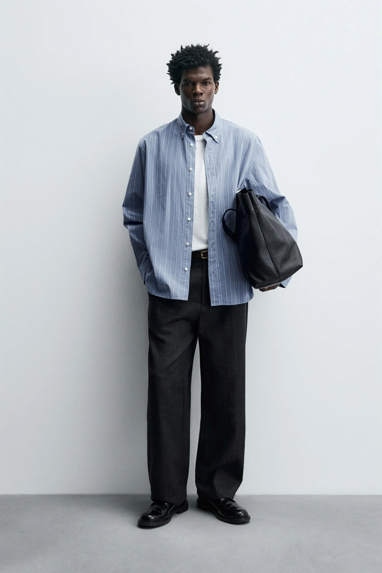 РУБАШКА ИЗ РЕЛЬЕФНОЙ ТКАНИ В ПОЛОСКУ