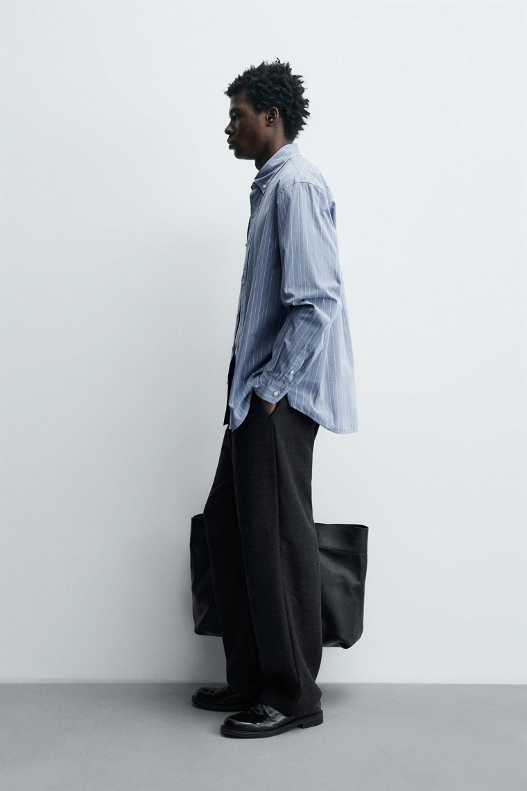 РУБАШКА ИЗ РЕЛЬЕФНОЙ ТКАНИ В ПОЛОСКУ