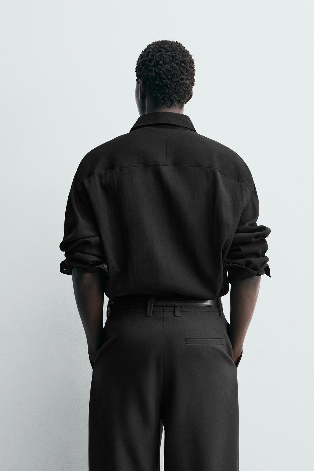 РУБАШКА СВОБОДНОГО КРОЯ ИЗ СТРУЯЩЕЙСЯ ТКАНИ