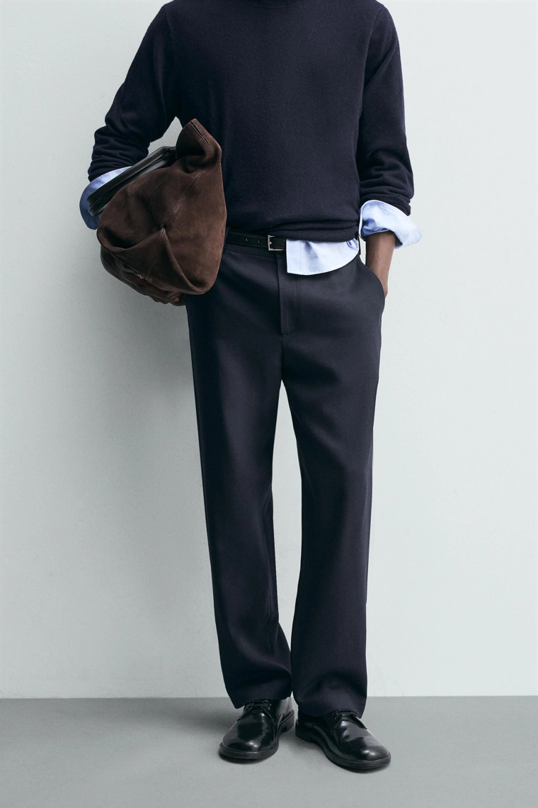 БРЮКИ ПРЯМОГО КРОЯ ИЗ 100% ШЕРСТИ