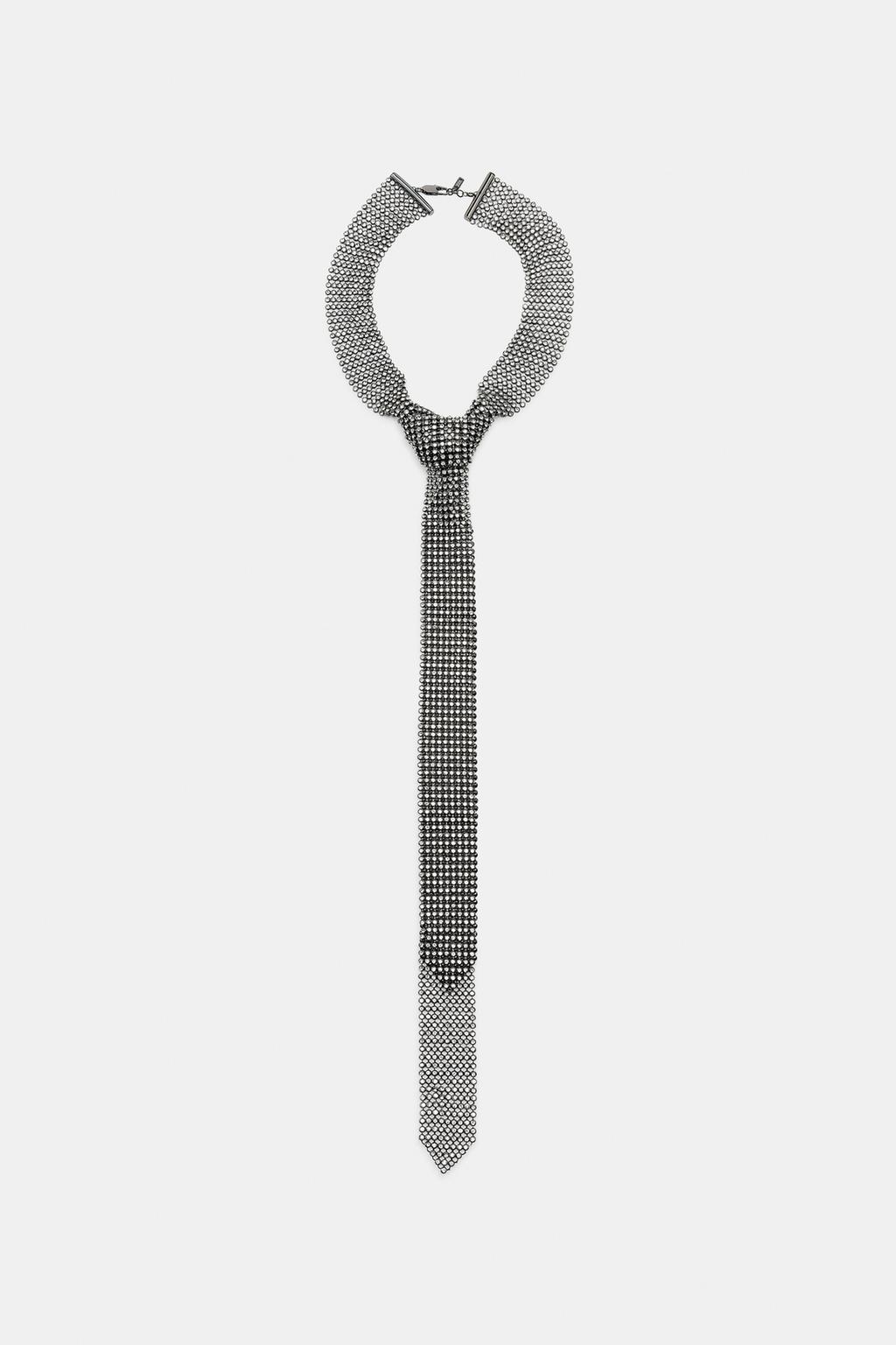 МЕТАЛЛИЧЕСКОЕ ОЖЕРЕЛЬЕ-ГАЛСТУК СО СТРАЗАМИ