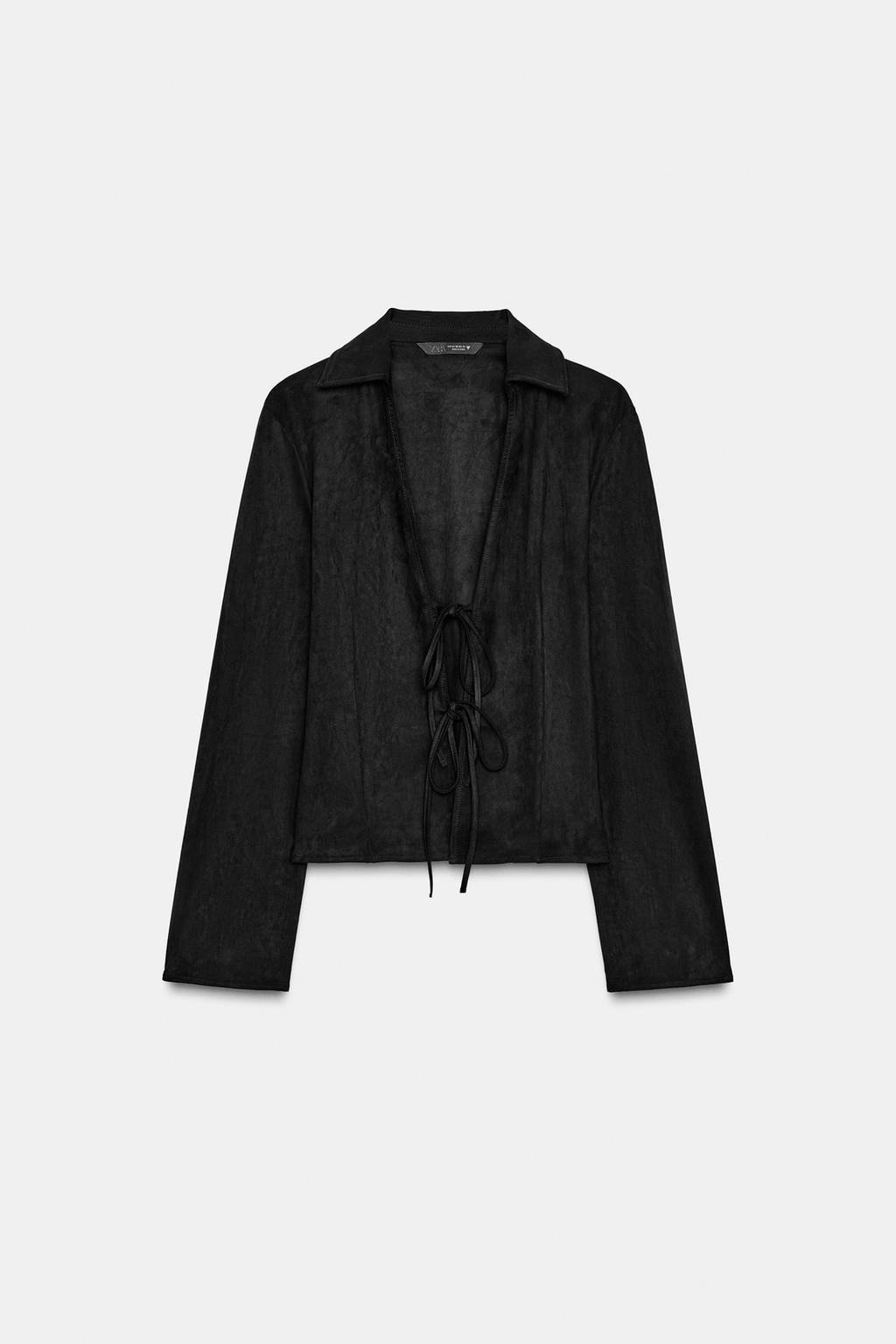 РУБАШКА ИЗ ИСКУССТВЕННОЙ ЗАМШИ С ЗАВЯЗКАМИ