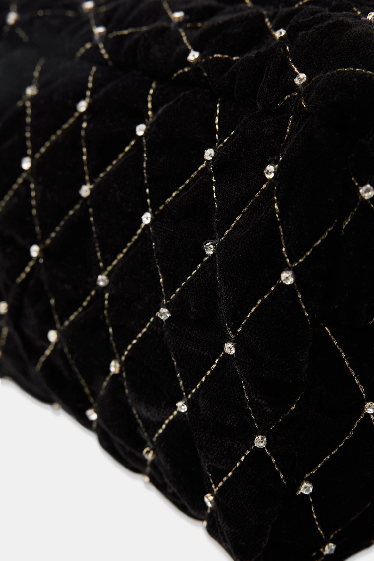 СТЕГАНЫЙ БАРХАТНЫЙ НЕСЕССЕР С БЛЕСТКАМИ