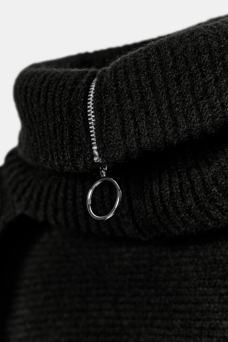 ТРИКОТАЖНЫЙ ШАРФ С ВОРОТНИКОМ-СТОЙКОЙ