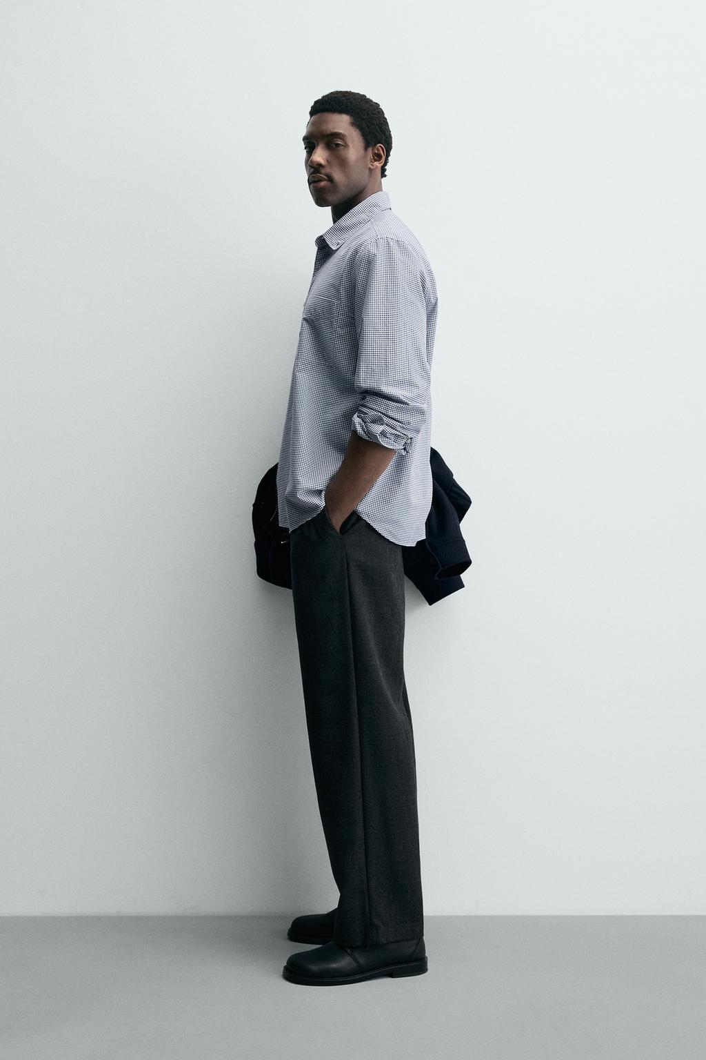 РУБАШКА В КЛЕТКУ ИЗ РЕЛЬЕФНОЙ ТКАНИ