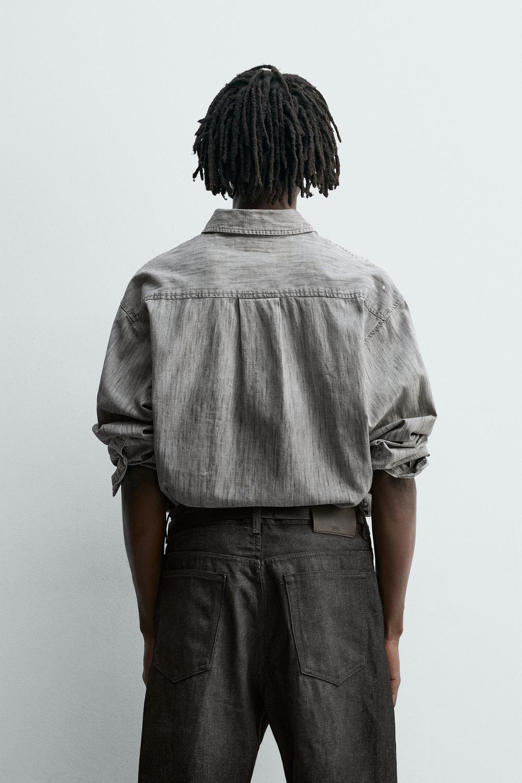 ДЖИНСОВАЯ РУБАШКА С ЭФФЕКТОМ ПОТЕРТОСТИ И БРЫЗГАМИ