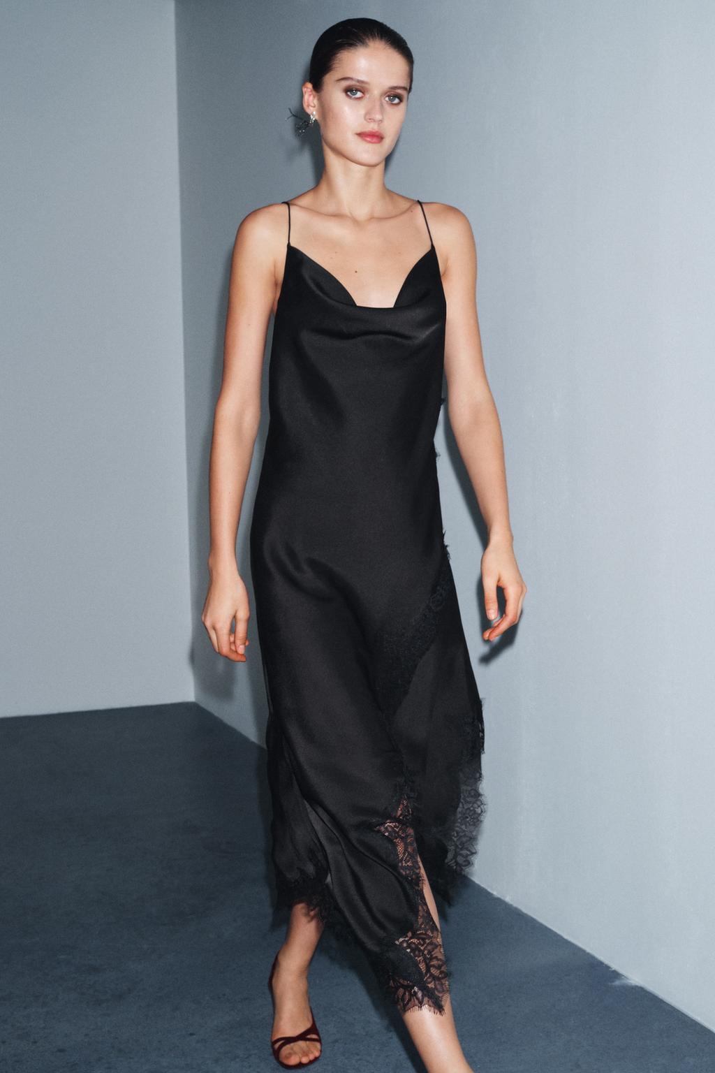 АТЛАСНОЕ ПЛАТЬЕ С КРУЖЕВОМ — ZW COLLECTION