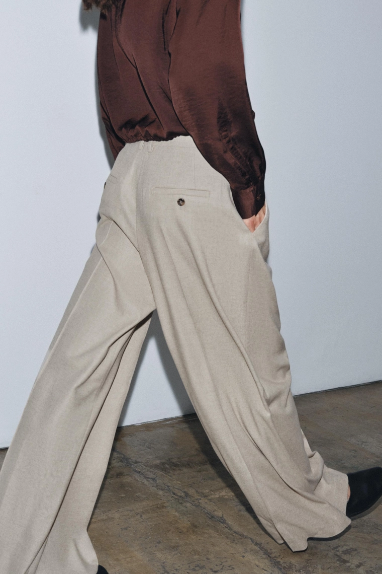 БРЮКИ ИЗ ШЕРСТЯНОЙ ПРЯЖИ С ЗАЩИПАМИ — ZW COLLECTION