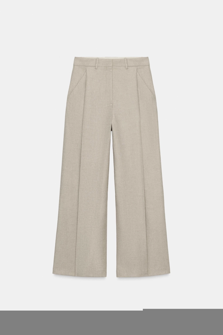 БРЮКИ ИЗ ШЕРСТЯНОЙ ПРЯЖИ С ЗАЩИПАМИ — ZW COLLECTION