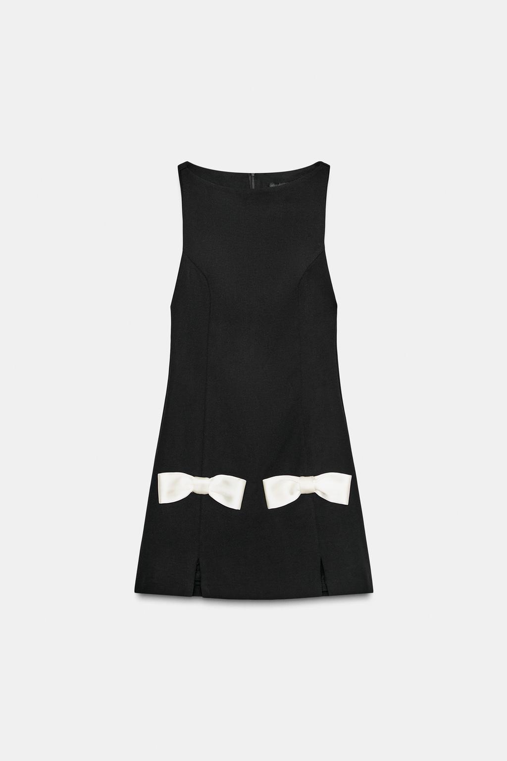 CONTRAST BOW MINI DRESS