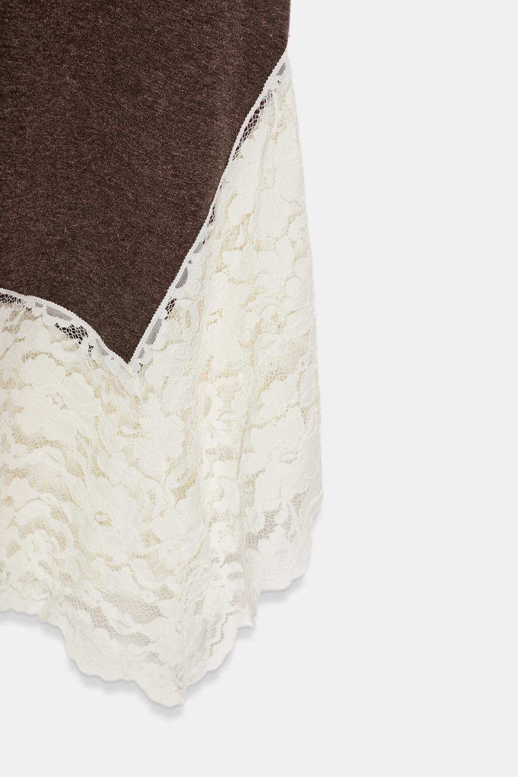 ДЛИННОЕ КОМБИНИРОВАННОЕ ПЛАТЬЕ С КРУЖЕВОМ