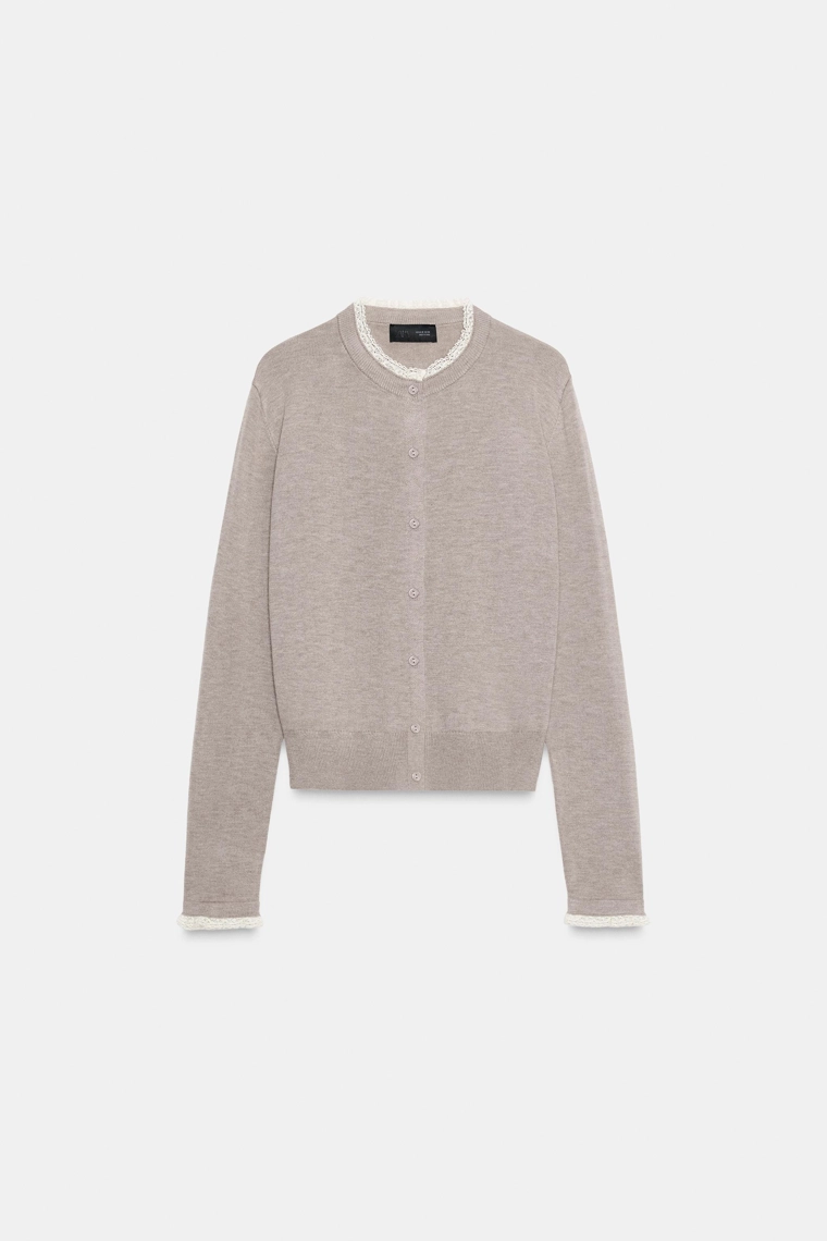 КАРДИГАН С КРУЖЕВНОЙ ОТДЕЛКОЙ