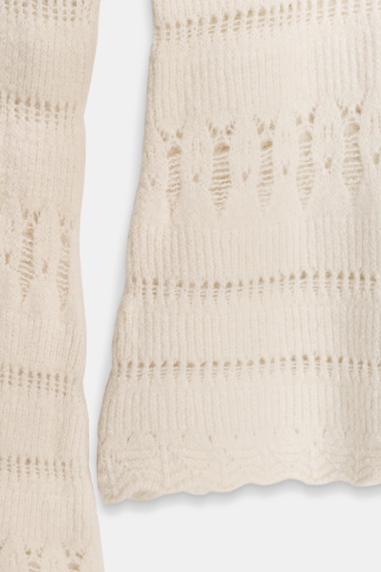 ДЖЕМПЕР С ОТКРЫТЫМИ ПЛЕЧАМИ И АЖУРНОЙ ВЯЗКОЙ