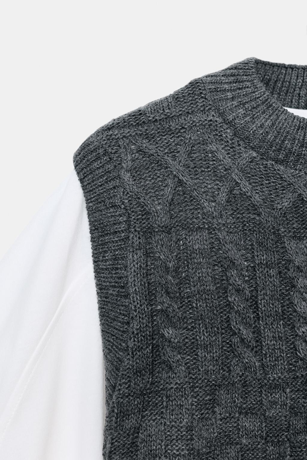 ФУТБОЛКА С КОМБИНИРОВАННЫМ ЖИЛЕТОМ