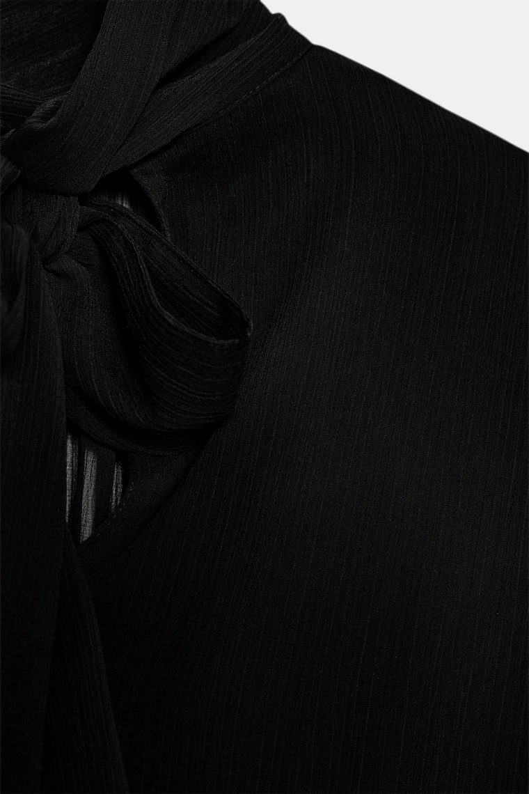 ПОЛУПРОЗРАЧНЫЙ ТОП С ДРАПИРОВАННЫМИ РУКАВАМИ-БАЛЛОНАМИ