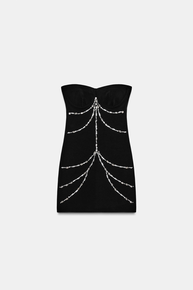 ЭЛАСТИЧНОЕ ПЛАТЬЕ СО СТРАЗАМИ