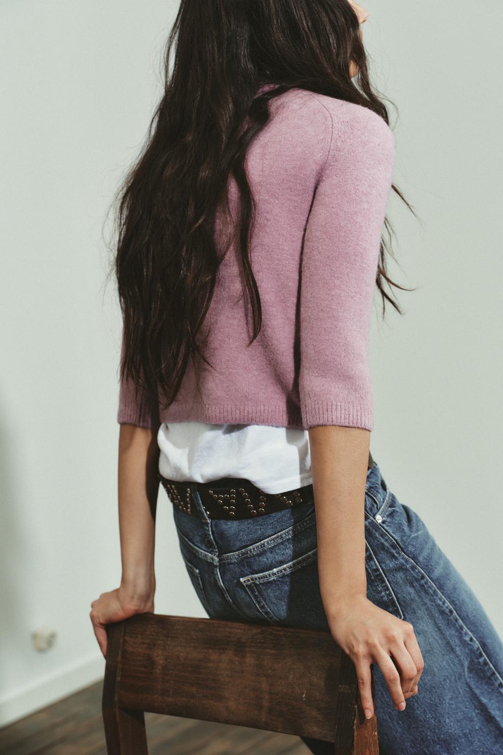 ДЖЕМПЕР ИЗ МЯГКОГО ТРИКОТАЖА С РУКАВАМИ ТРИ ЧЕТВЕРТИ