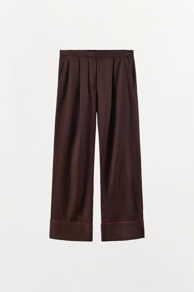 БРЮКИ В ПИЖАМНОМ СТИЛЕ В КОНТРАСТНУЮ ПОЛОСКУ