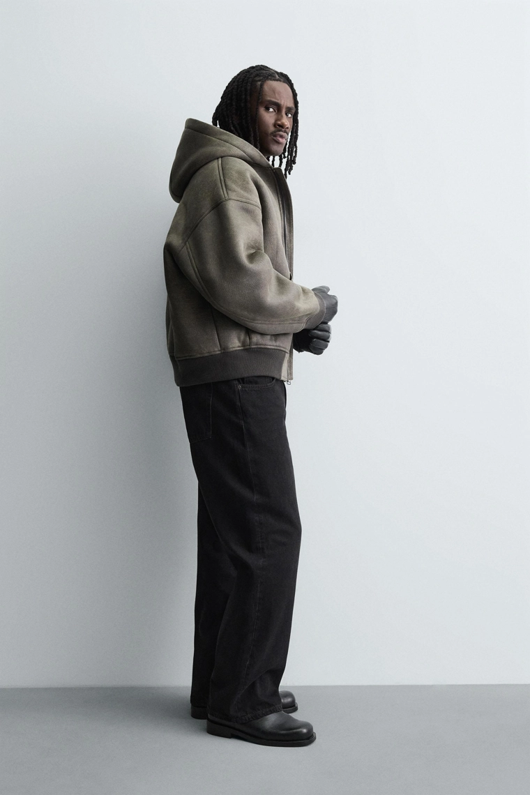 ДУБЛЕНКА ИЗ ИСКУССТВЕННОЙ КОЖИ С ЭФФЕКТОМ ПОТЕРТОСТИ