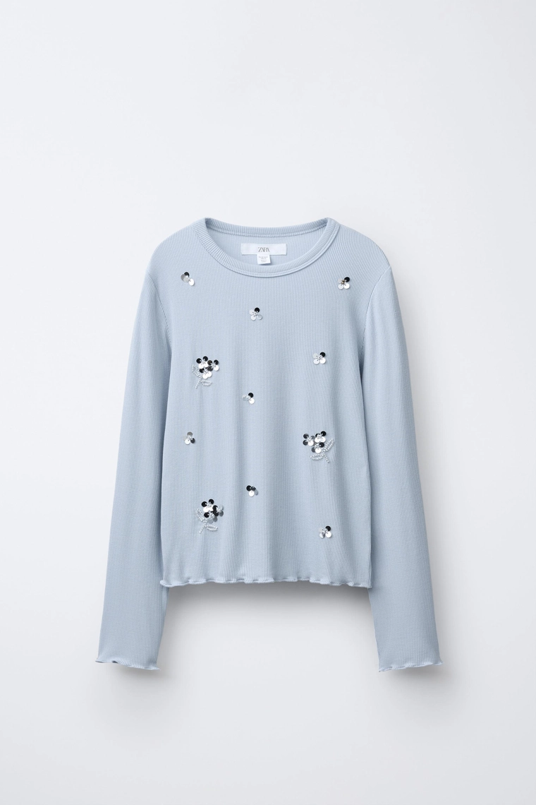 ФУТБОЛКА В РУБЧИК С ПАЙЕТКАМИ