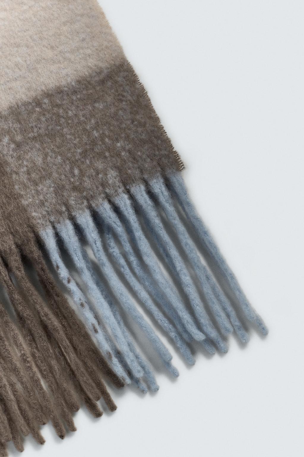 ШАРФ В КЛЕТКУ С БАХРОМОЙ