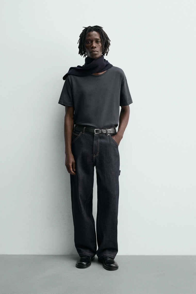 Джинсы-карпентеры baggy fit с контрастной строчкой