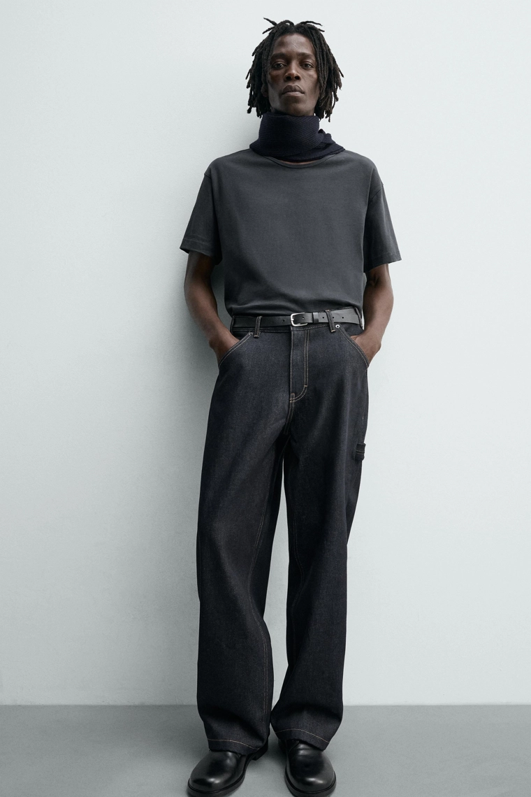Джинсы-карпентеры baggy fit с контрастной строчкой