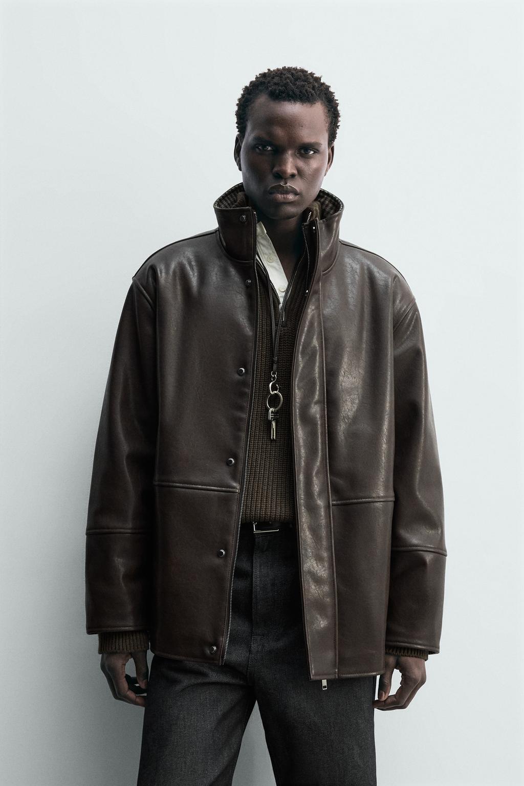 КОНТРАСТНАЯ КУРТКА ИЗ ИСКУССТВЕННОЙ КОЖИ