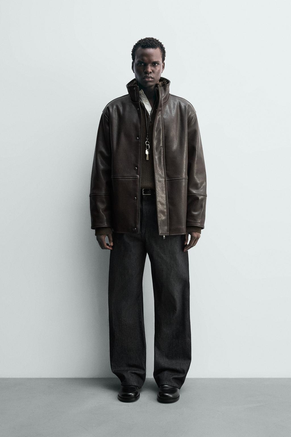 КОНТРАСТНАЯ КУРТКА ИЗ ИСКУССТВЕННОЙ КОЖИ