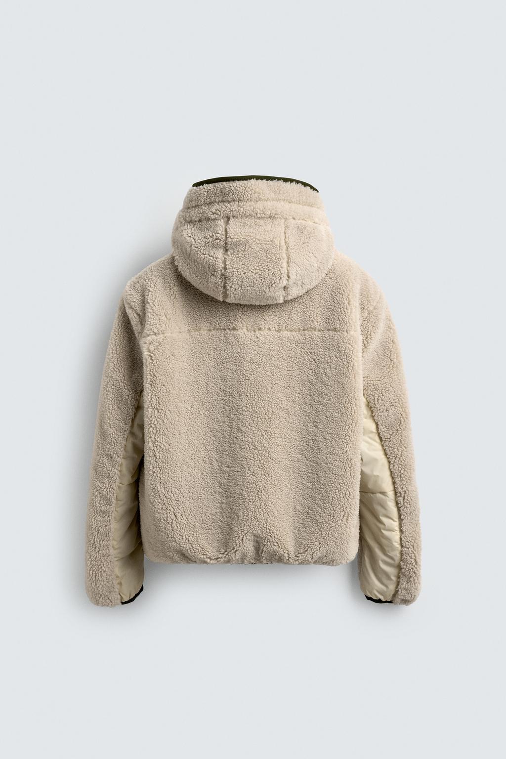 КОМБИНИРОВАННАЯ КУРТКА С ЭФФЕКТОМ ИСКУССТВЕННОЙ ОВЧИНЫ