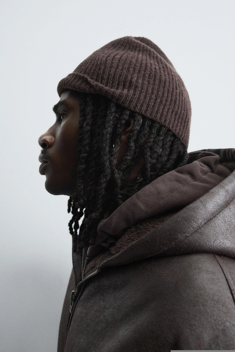 ШАПКА БИНИ В РУБЧИК ИЗ ШЕРСТИ