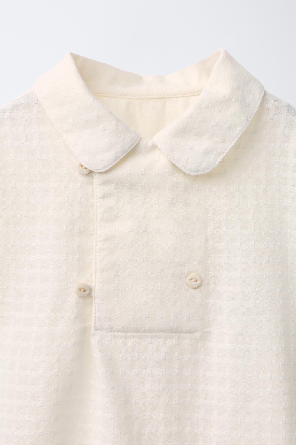 РУБАШКА ИЗ РЕЛЬЕФНОЙ ТКАНИ С ЗАПАХОМ