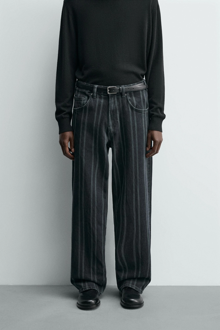 ДЖИНСЫ RELAXED FIT В ПОЛОСКУ