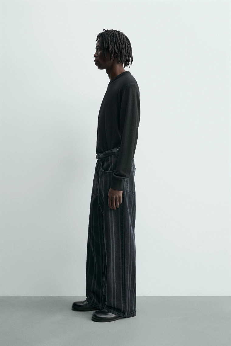 ДЖИНСЫ RELAXED FIT В ПОЛОСКУ