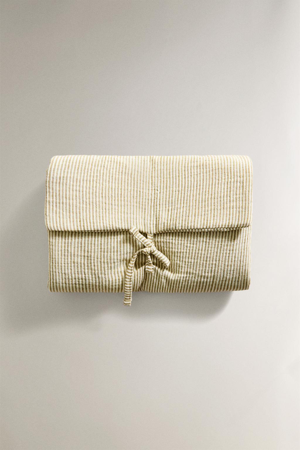 Портативный пеленальный мат из хлопкового муслина в полоску