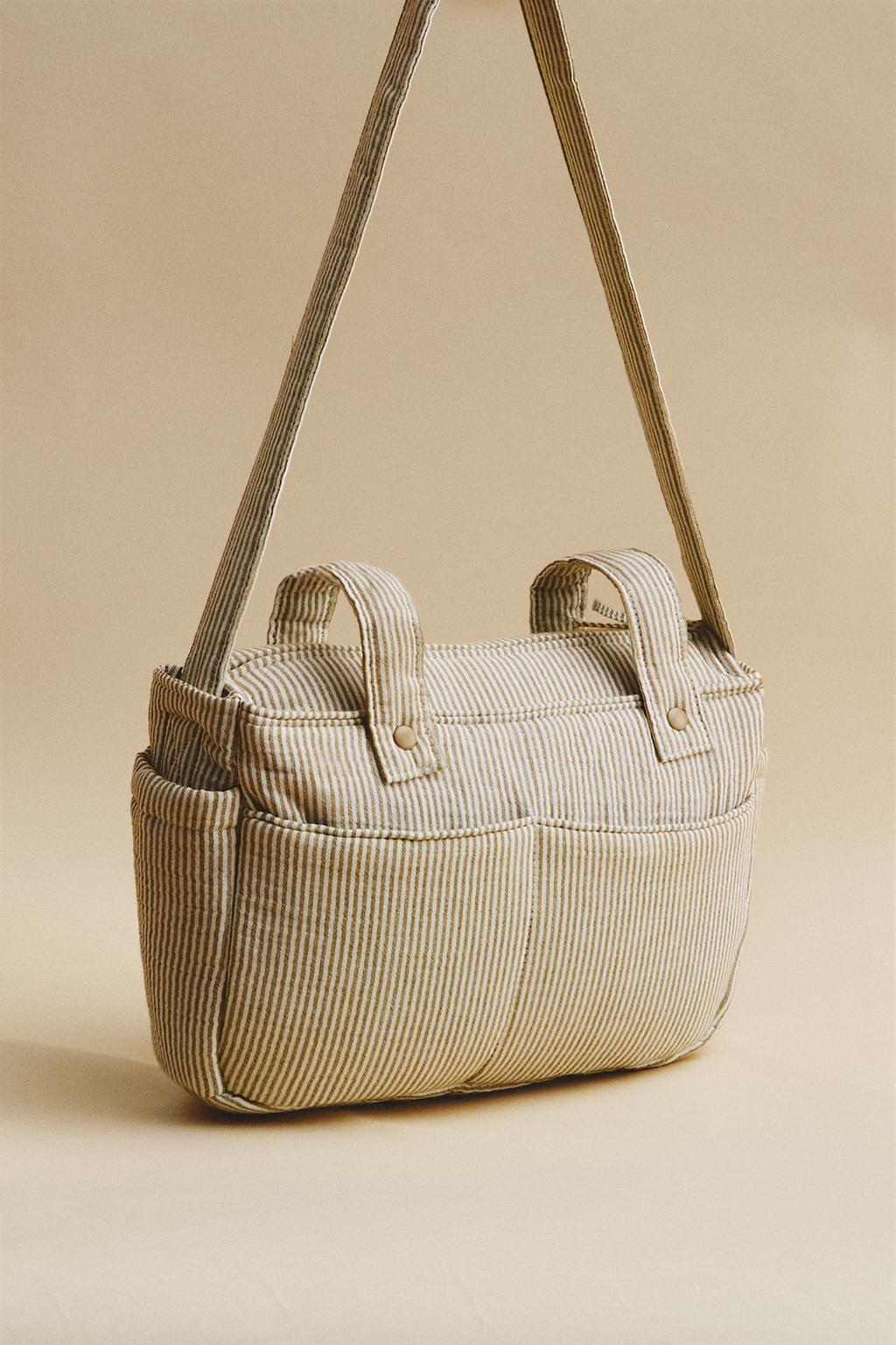 Сумка для коляски для будущих мам из муслина в полоску