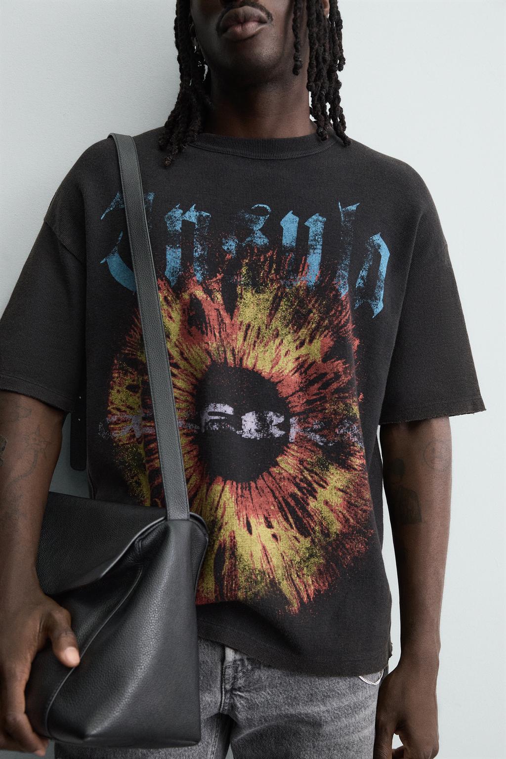 Трикотажная футболка с контрастным принтом