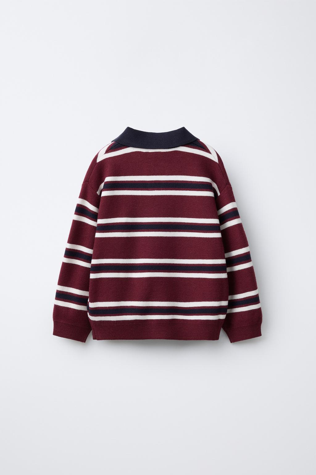 Вязаная поло-рубашка с вышивкой и полосками