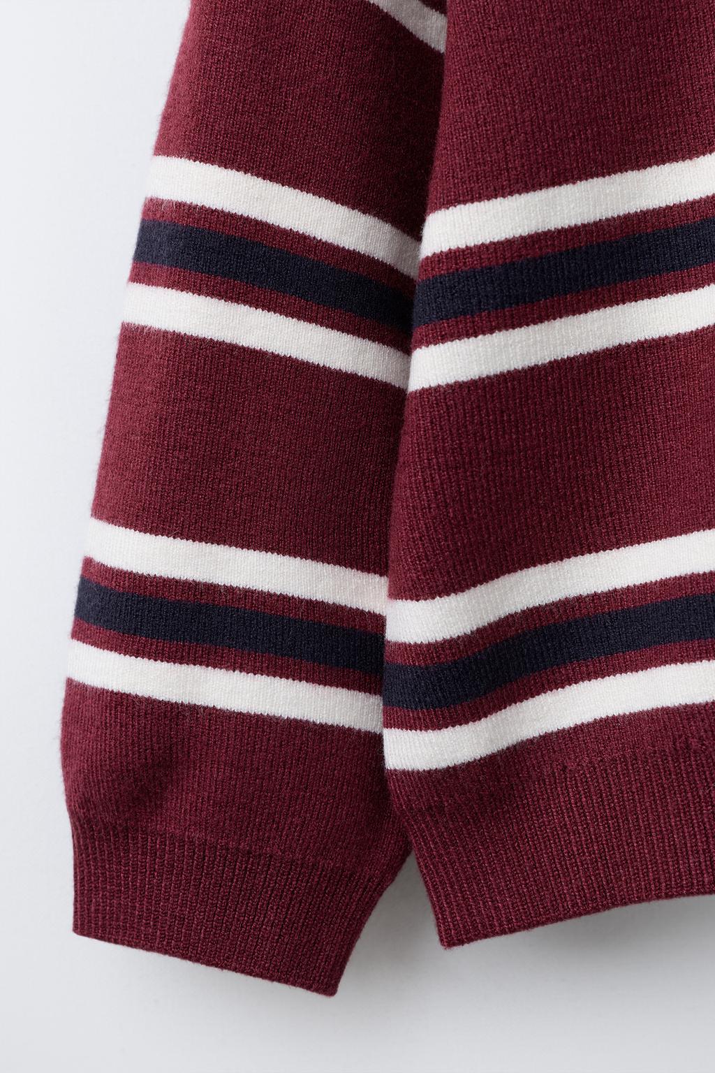 Вязаная поло-рубашка с вышивкой и полосками