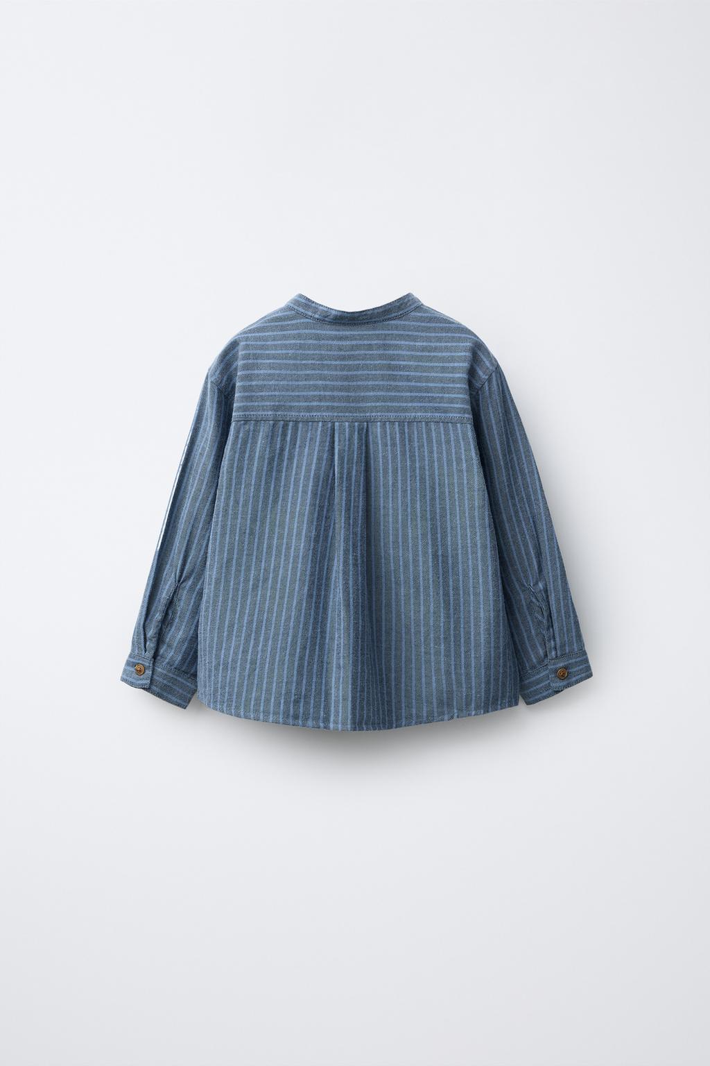 РУБАШКА В ПОЛОСКУ С ВОРОТНИКОМ-СТОЙКОЙ