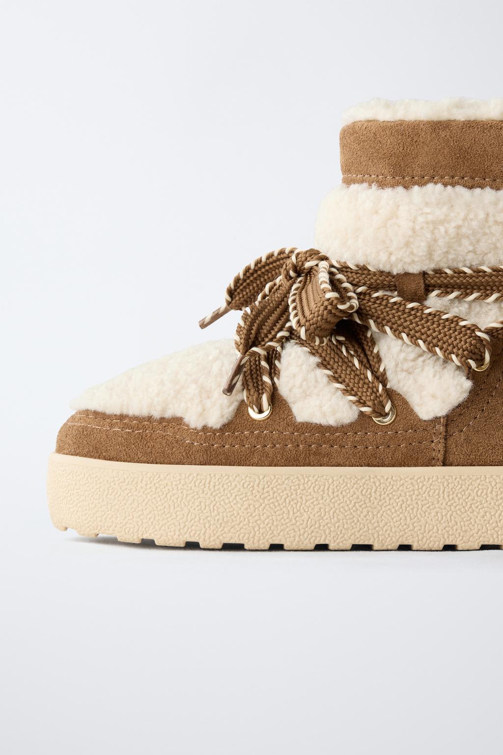 КОМБИНИРОВАННЫЕ БОТИНКИ С ИСКУССТВЕННОЙ ОВЧИНОЙ