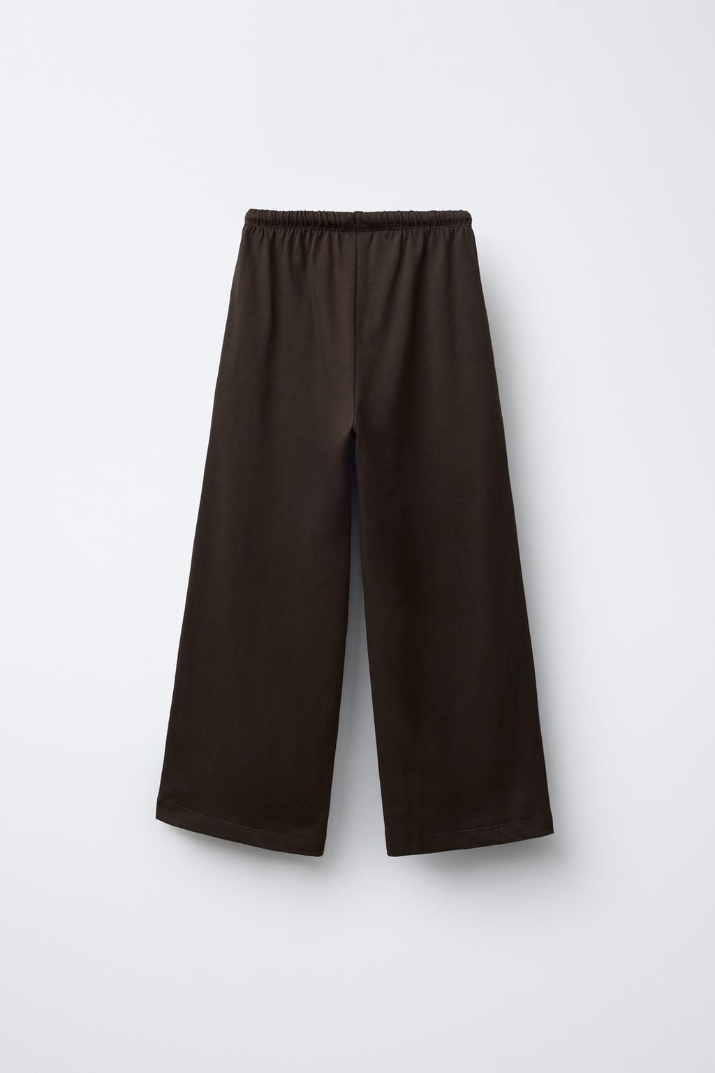 ШИРОКИЕ БРЮКИ ИЗ ПЛОТНОЙ МЯГКОЙ ТКАНИ С ВЫШИВКОЙ