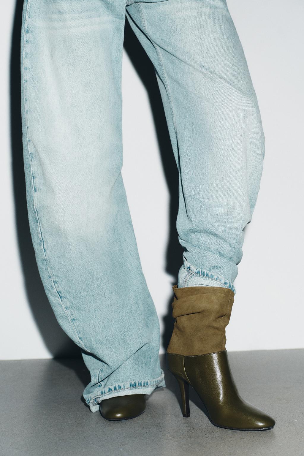 КОЖАНЫЕ БОТИЛЬОНЫ С ЭФФЕКТОМ ЖАТКИ