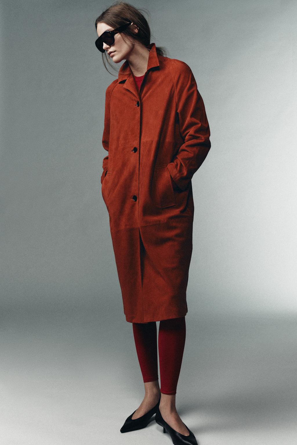 Пальто из 100% замши красное. лимитированная коллекция