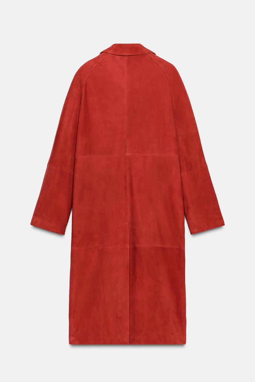 Пальто из 100% замши красное. лимитированная коллекция