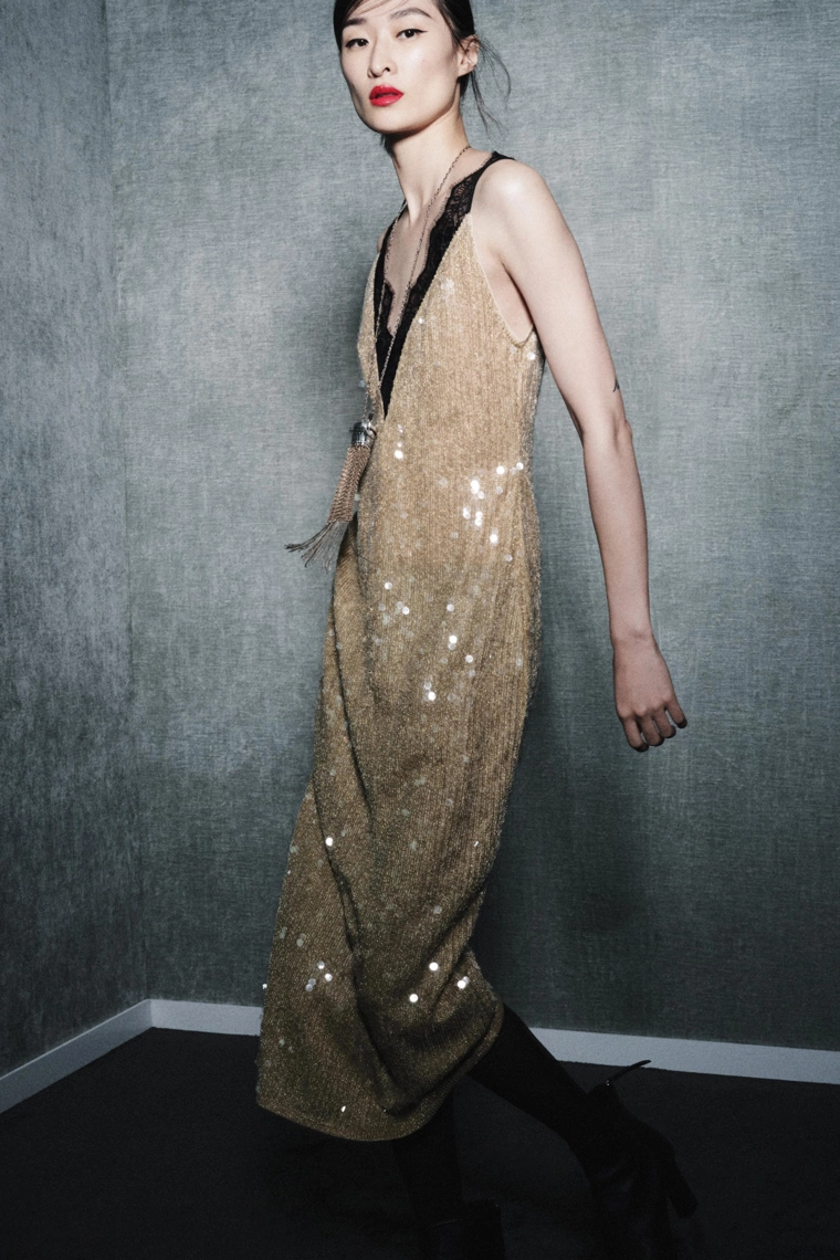 ПЛАТЬЕ ИЗ КОЛЛЕКЦИИ ZW С ПАЙЕТКАМИ И КРУЖЕВОМ