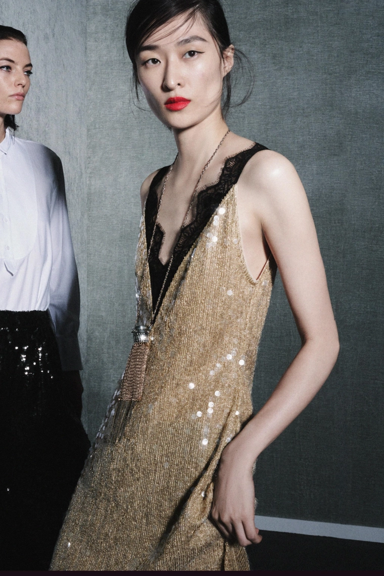 ПЛАТЬЕ ИЗ КОЛЛЕКЦИИ ZW С ПАЙЕТКАМИ И КРУЖЕВОМ